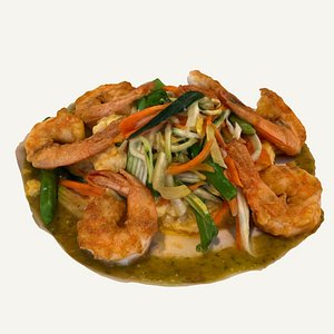 3D Shrimp and Grits Seafood Dinner - Raw Scan model