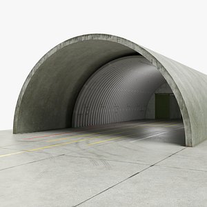 Empty Concrete Fighter Jet Hangar 3D model