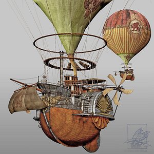 steampunk steam airship 3d 3ds