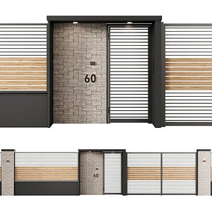 Modern fencing 3D model 3D model