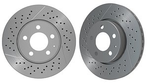3D Brake disc with perforation and drilled holes