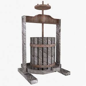 vintage wine press 3d model