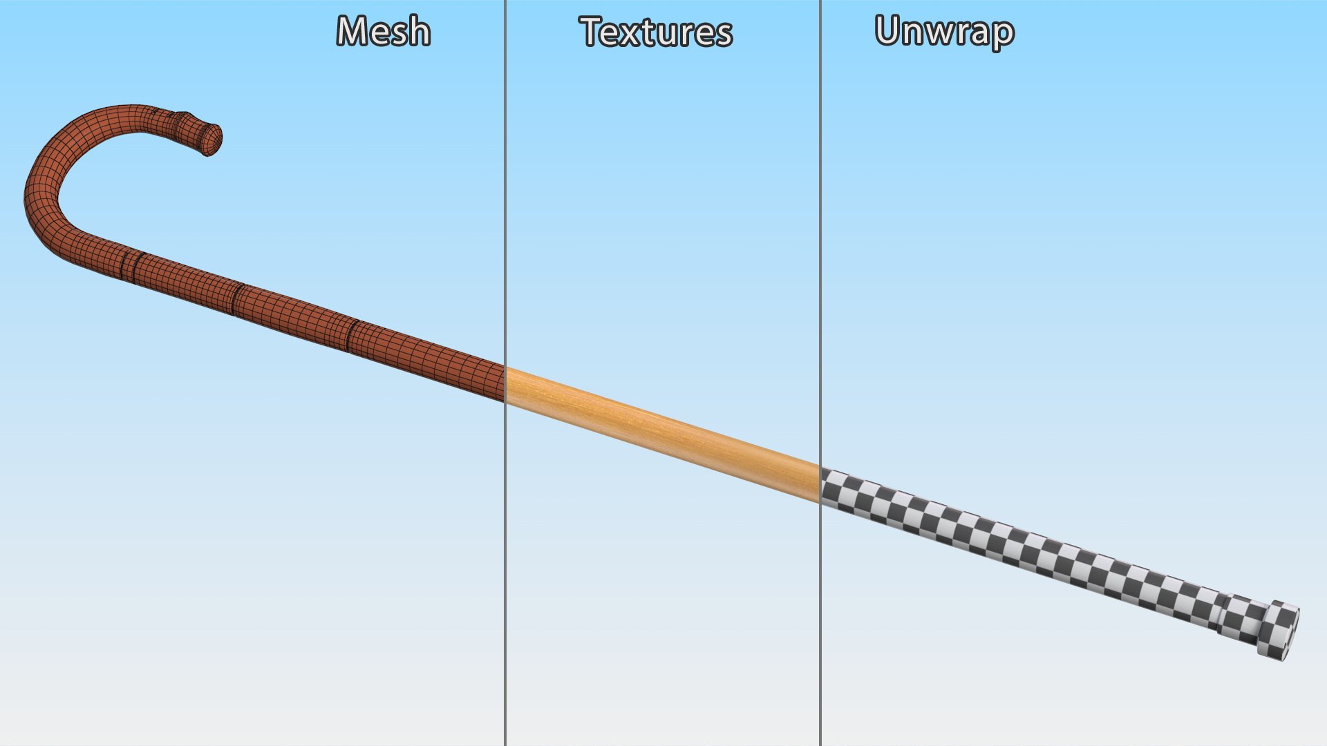 Bamboo Walking Cane 3D Model - TurboSquid 2112748