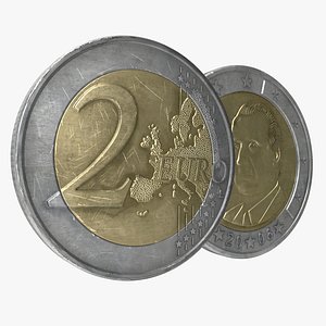 2 euro coin spain 3d model