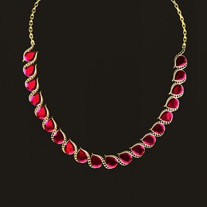 3D model Ruby heart round necklace