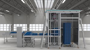 Plastic box stacking conveyor