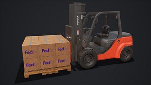 3D Toyota Pneumatic Tire Forklift with Boxes
