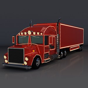 Low Poly Cartoon Christmas Truck