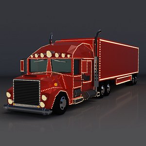 Low Poly Cartoon Christmas Truck