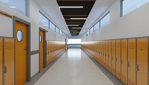 3D model school hallway