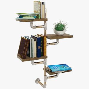 shelf books cactus 3D model