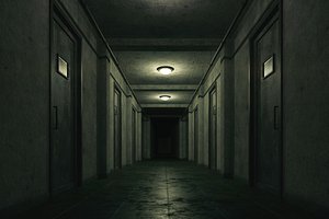 lowpoly old scary dark corridor 3D model