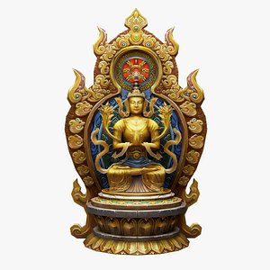 Golden Buddha Statue 01 3D model