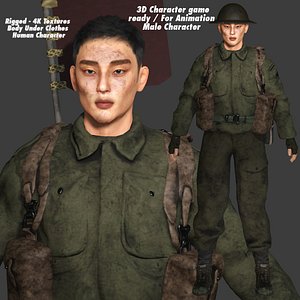 AAA 3D REALISTIC ASIAN MALE CHARACTER - JAPANESE ARMY