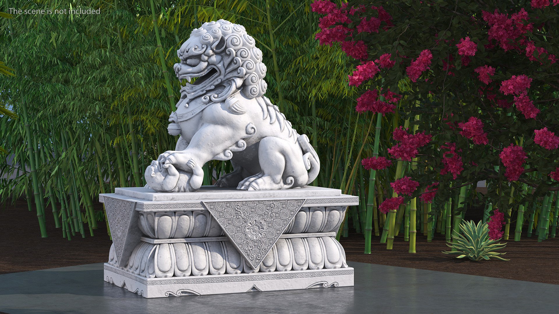White Marble Chinese Lion Statue 3D Model TurboSquid 2062550