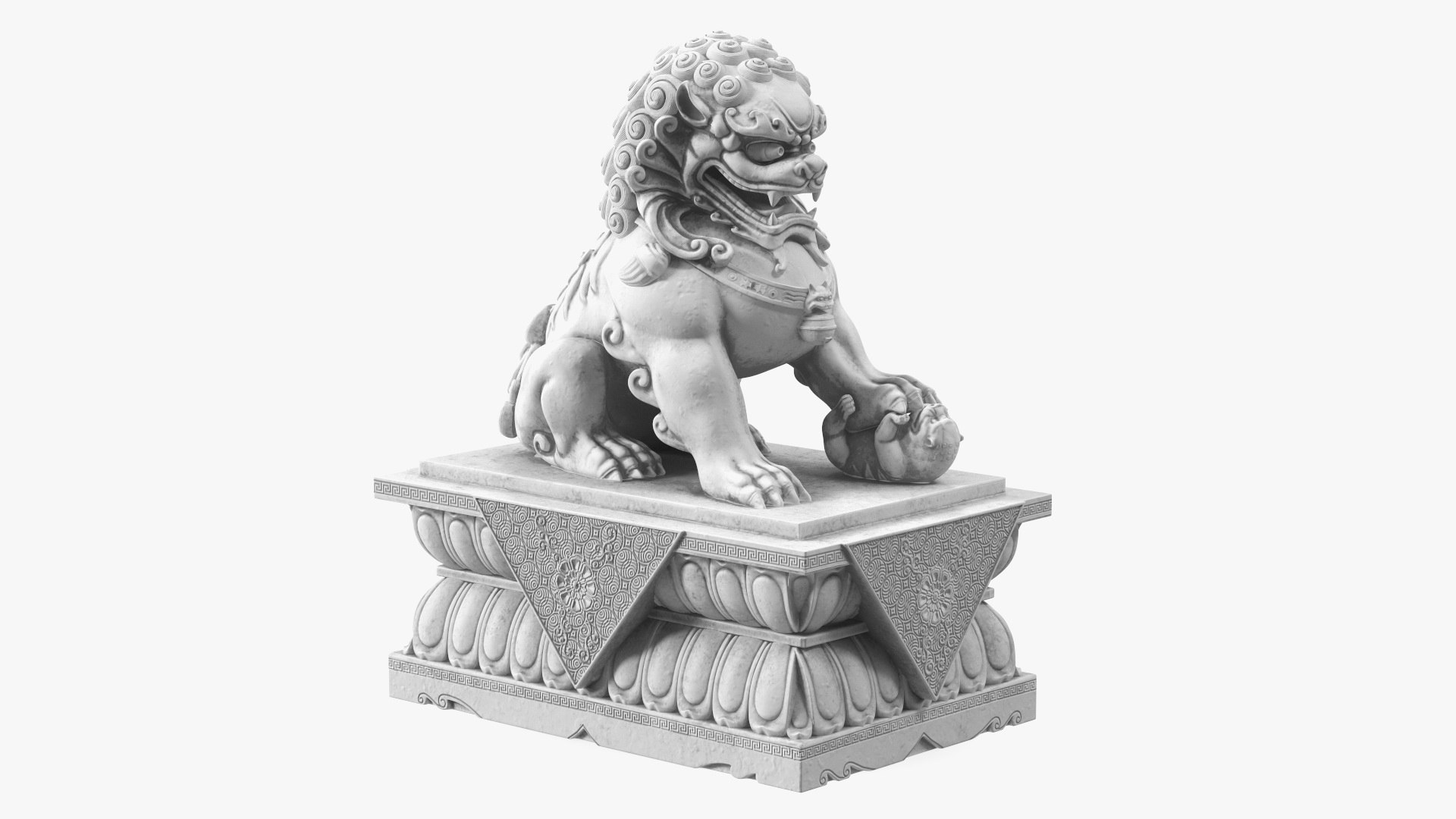 White Marble Chinese Lion Statue 3D Model - TurboSquid 2062550