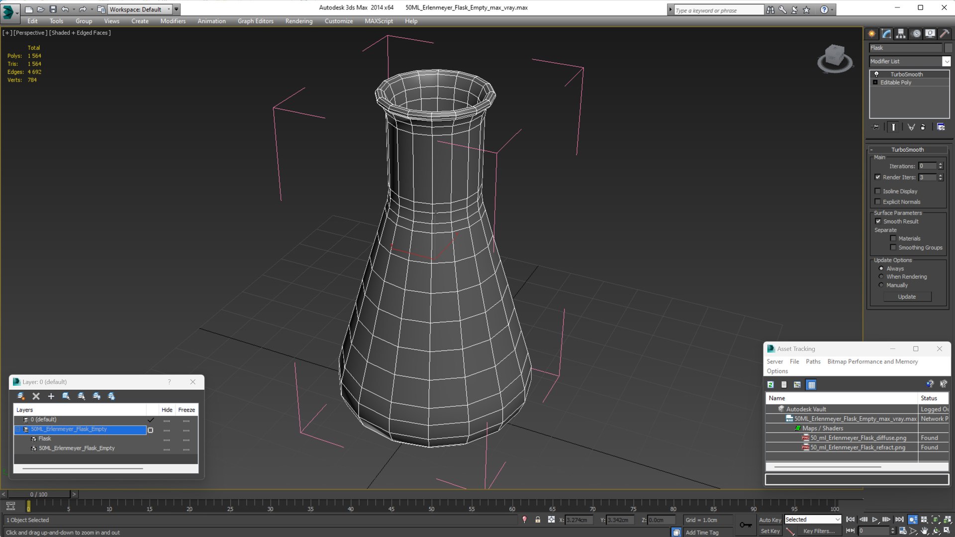 3D Model 50ML Erlenmeyer Flask Empty - TurboSquid 2133337