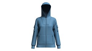 Girls Zip-Up Hooded Jacket With Zip Pocket model