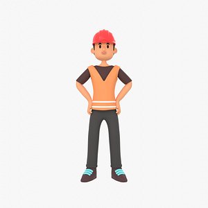Male Cartoon Worker Builder Character
