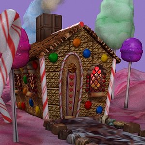 3d model of hansel gretel candy house scene