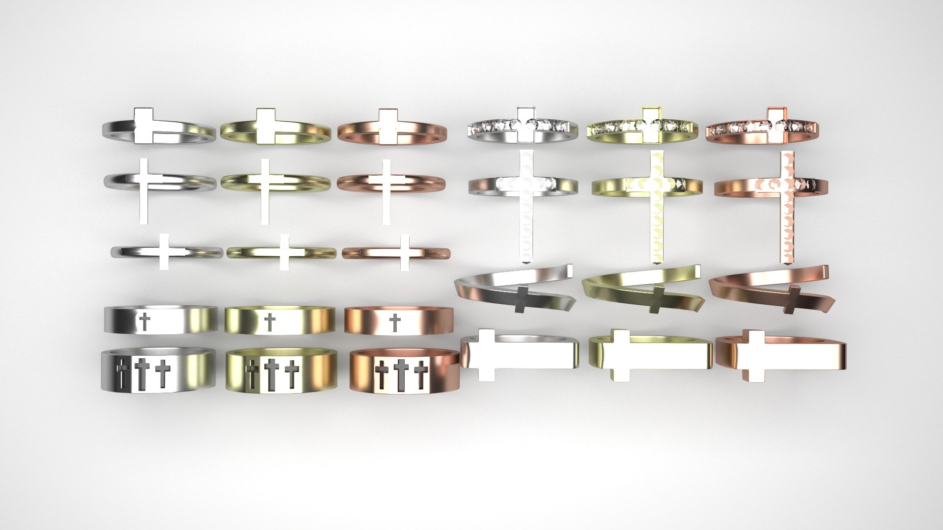 3D Model 3D Print Ready Cross Rings Set - TurboSquid 1814560