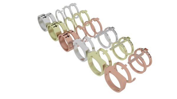 3D model 3D Print Ready Cross Rings Set - TurboSquid 1814560