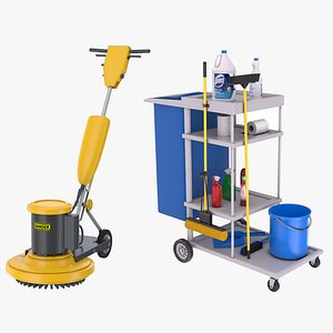 Floor Cleaner Machine and Cart