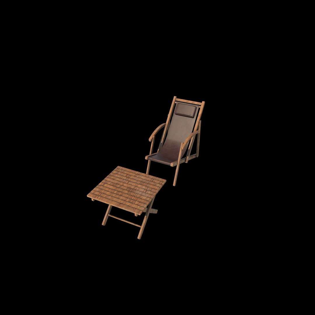 3D Chair With Side Table Low-poly 3D Model - TurboSquid 2331778