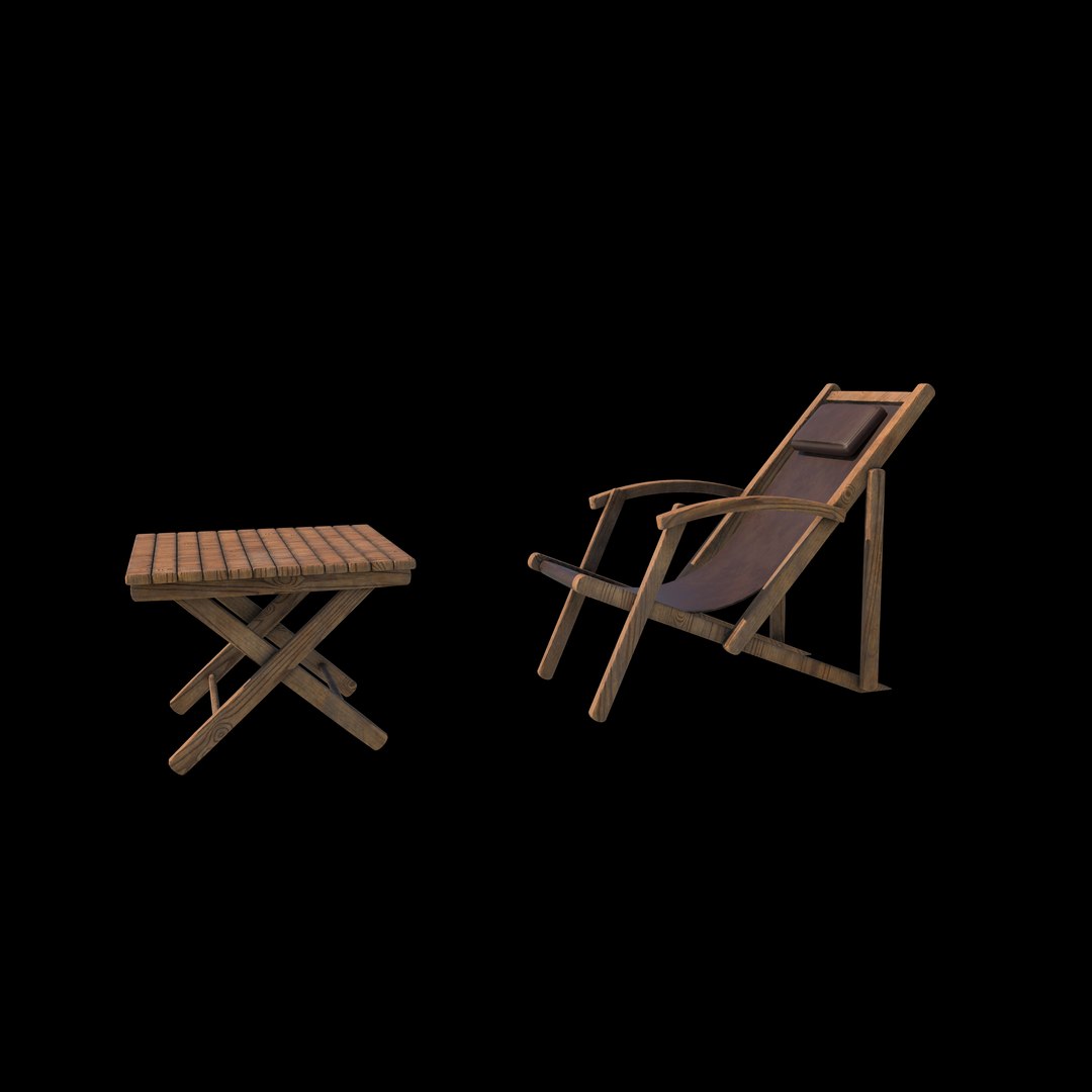 3D Chair With Side Table Low-poly 3D Model - TurboSquid 2331778