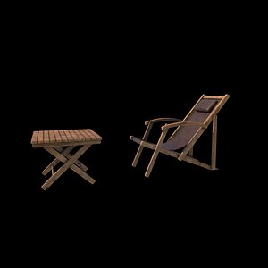 3D Chair with Side Table Low-poly 3D model
