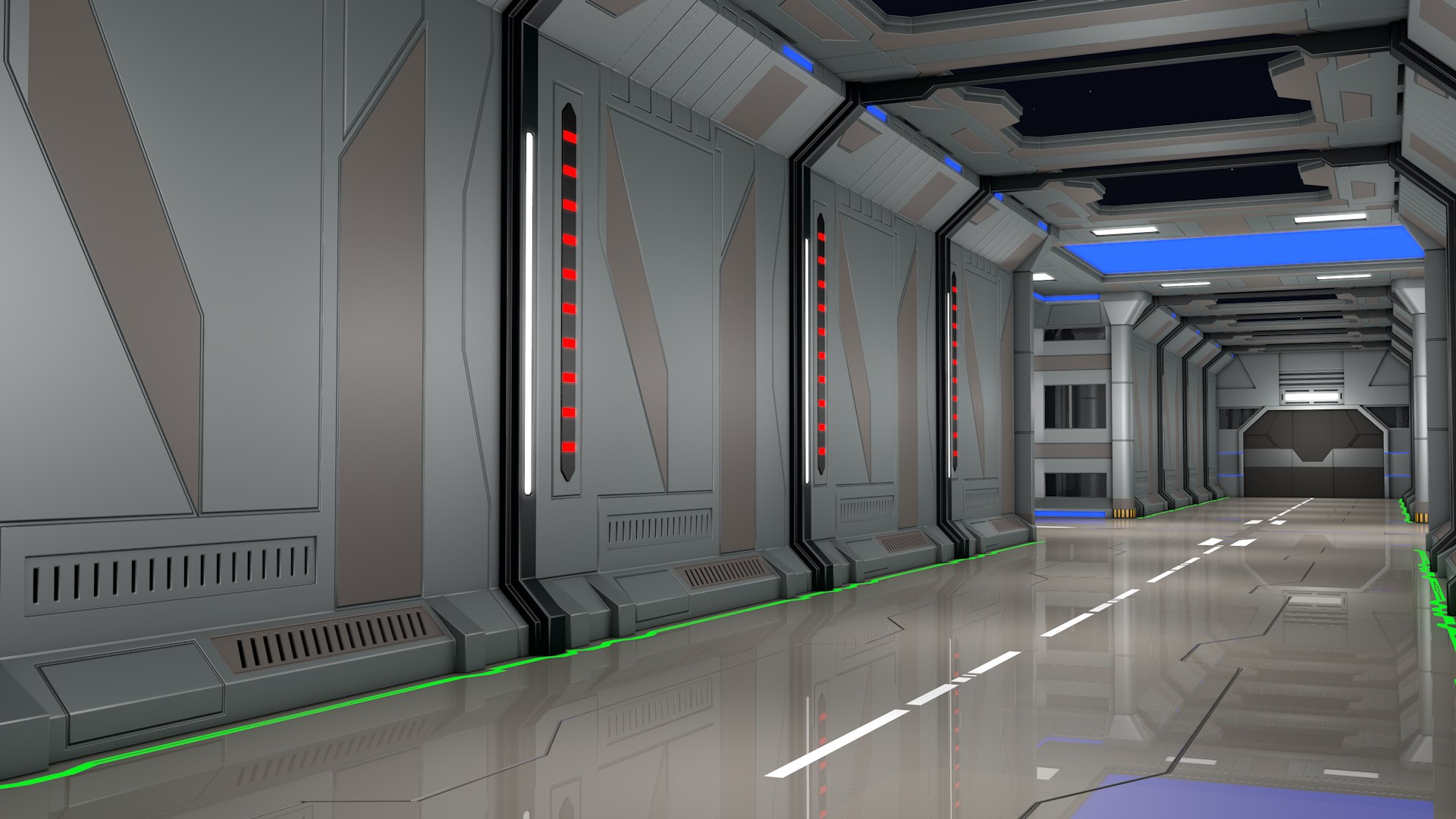 3D Model Sci Fi Corridor Interior - TurboSquid 2536666