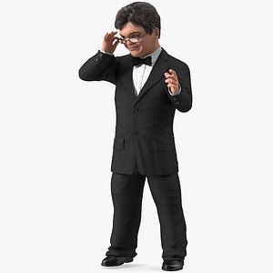 Character Dwarf Man Wearing Formal Suit Rigged for Maya