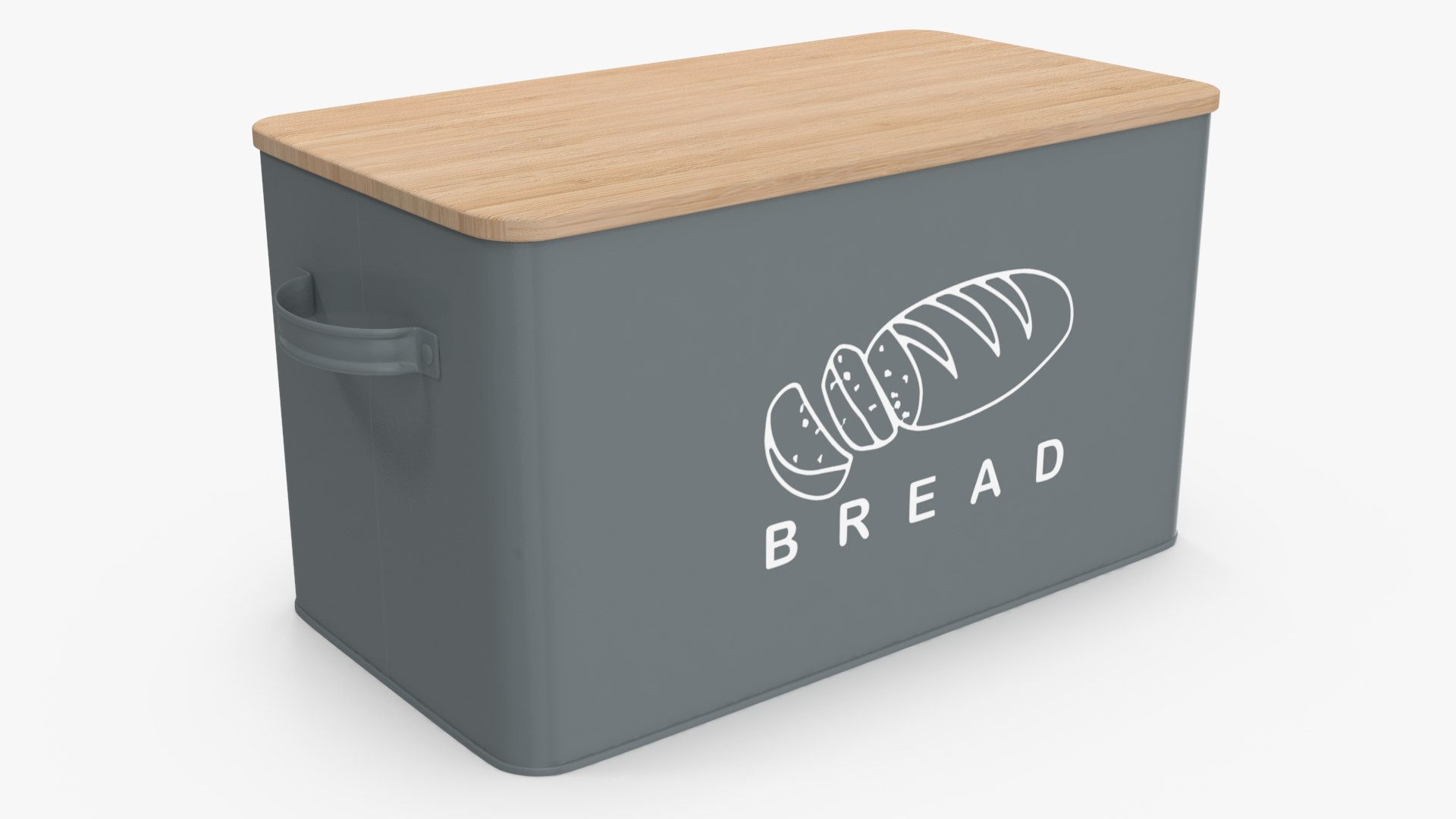 Kitchen Bread Box Grey Small 3D model preview