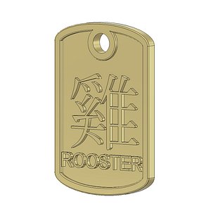 rooster zodiac pendant 3d dwg