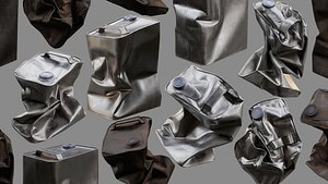 3D Crushed Paint Can Rectangular Collection model