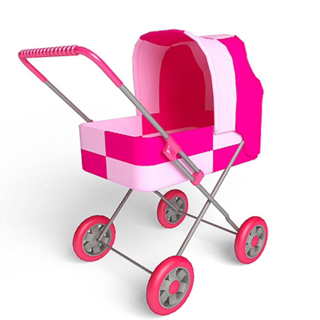 3d Pink Toy Stroller Model