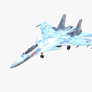 3D SU-33 Flanker-D Jet Fighter Aircraft Low-poly 3D model