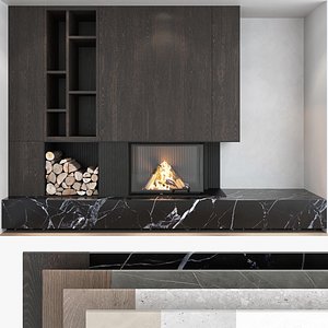Fireplace and Firewood set 05 3D model