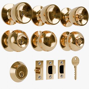 3D model Door Knob Set Gold