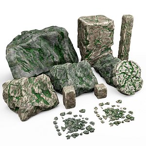 3D pack rock stones cartoon