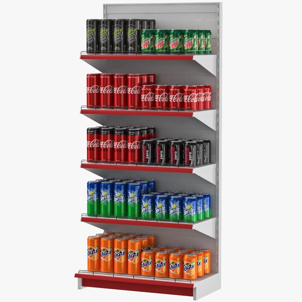 3D model supermarket shelves soda