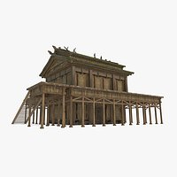 Asian ancient architecture thatched houses
