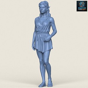 3D Beautiful Female Elf Character Print Ready 3D Model