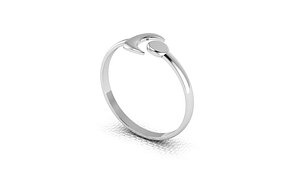 3D model Silver moon shaped ring for 3D printing 3D print model