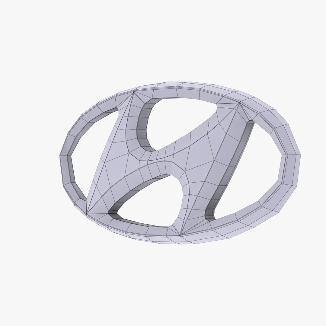 3d model of hyundai car alloy logo