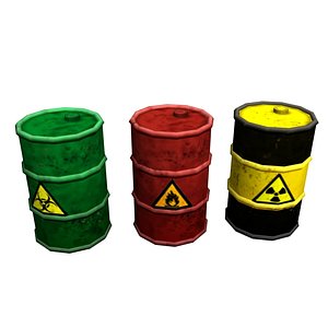 steel barrel 3x - lowpoly