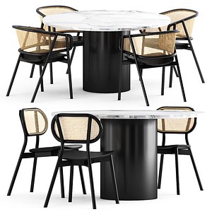 armchair-01 and chair-03 and e15 Table 3D model