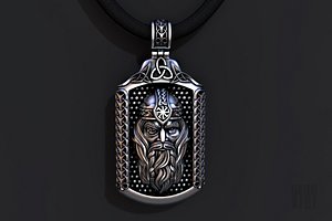silver pendant God Odin