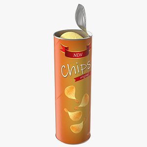 3D model Open Potato Chips in Tube Package