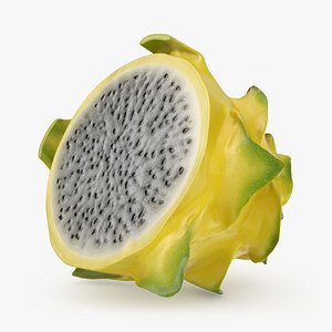 3D Yellow Dragon Fruit Cut 02